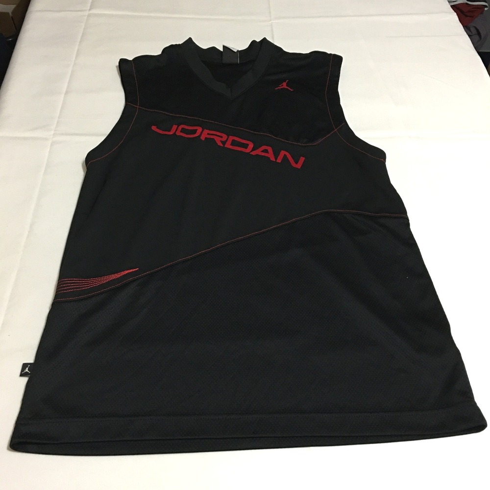 Jordan Sleeveless Jersey Mens Medium Black Red Jumpman Logo
